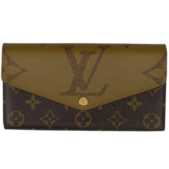 Louis Vuitton Giant Reverse Sarah Wallet Portefeuille Billfold Brown Bifold - Picture 1 of 6